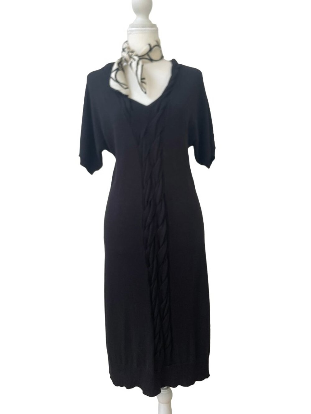 Liz Claiborne Black Cable Knit Sweater Dress Small NWT